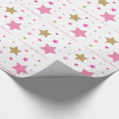 Roze & Gold Twinkle Star-Baby shower Cadeaupapier (Hoek)