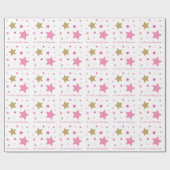 Roze & Gold Twinkle Star-Baby shower Cadeaupapier (Vlak)