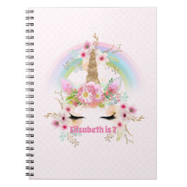 Roze Gold UNICORN Rainbow Flowers Girls NAMED Gift Notitieboek