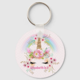 Roze Gold UNICORN Rainbow Flowers Girls NAMED Gift Sleutelhanger