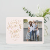 Roze Gold Warmest Wwish Holiday Photo Card Kaart (Staand voorkant)