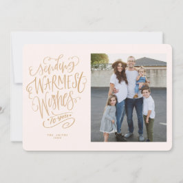 Roze Gold Warmest Wwish Holiday Photo Card Kaart