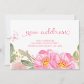 Roze Gold Waterverf Floral nieuw adres Aankondiging (Voorkant)