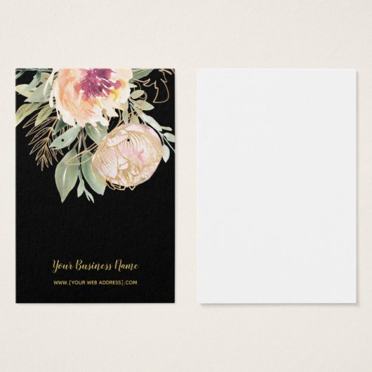 Roze Gold Waterverf Flowers Custom Earcard Visitekaartje (Voorkant /achterkant)