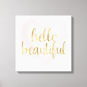 Roze Gold Waterverf Harart Hallo prachtig Canvas Afdruk
