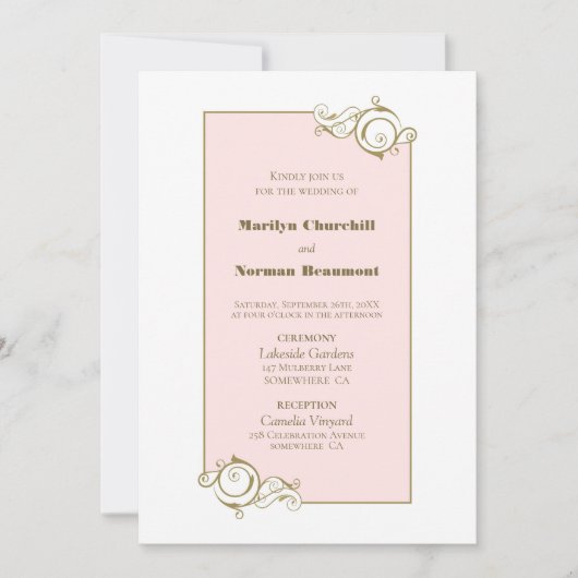 Roze Gold Wedding Kaart (Voorkant)