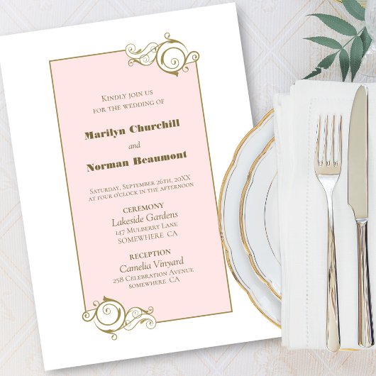 Roze Gold Wedding Kaart