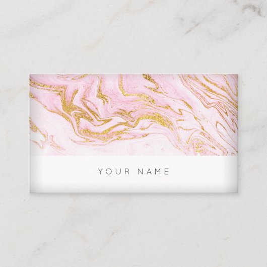 Roze Gold White Marble Vip Visitekaartje (Voorkant)
