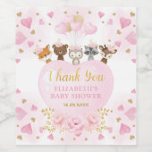 Roze Gold Woodland Lieverd Baby shower Wijn Etiket (Enkel label)