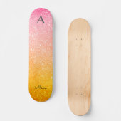 Roze Gold Yellow Ombre Glitter Persoonlijk Skateboard (Voorkant)