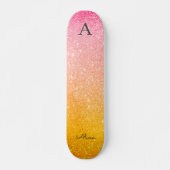 Roze Gold Yellow Ombre Glitter Persoonlijk Skateboard (Voorkant)