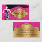 Roze Gold Zebra Damask Hair Stylist Visitekaartje (Voorkant / Achterkant)