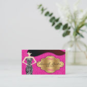 Roze Gold Zebra Damask Hair Stylist Visitekaartje (Staand voorkant)