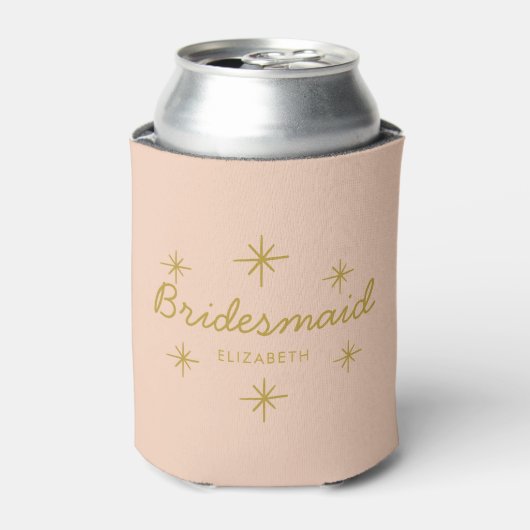 Roze Golden Calligraphy Stars Bridesmaid gift Blikjeskoeler (Blikje Voorkant)