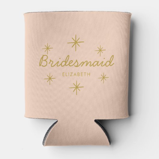 Roze Golden Calligraphy Stars Bridesmaid gift Blikjeskoeler (Voorkant)