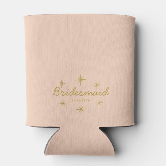 Roze Golden Calligraphy Stars Bridesmaid gift Blikjeskoeler (Achterkant)