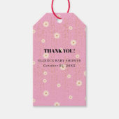 Roze Golden Daisy Glitter Glow Baby shower Cadeaulabel (Voorkant)
