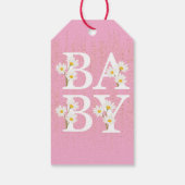 Roze Golden Daisy Glitter Glow Baby shower Cadeaulabel (Achterkant)
