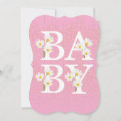 Roze Golden Daisy Glitter Glow Baby shower Kaart (Achterkant)