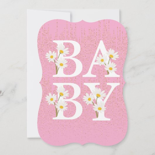 Roze Golden Daisy Glitter Glow Baby shower Kaart (Achterkant)