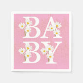 Roze Golden Daisy Glitter Glow Baby shower Servet (Voorkant)