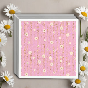 Roze Golden Daisy Glitter Glow Baby shower Servet