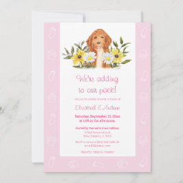 Roze Golden Doodle Baby shower Uitnodiging