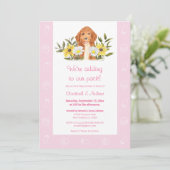 Roze Golden Doodle Baby shower Uitnodiging (Staand voorkant)