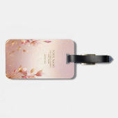 Roze Golden Leaves Bloemen Bagagelabel (Achterkant horizontaal)