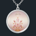 Roze Golden Leaves Bloemen Ketting<br><div class="desc">Mooie roze gouden bladeren bloemenblad Ketting</div>