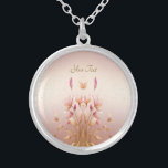 Roze Golden Leaves Bloemen Ketting<br><div class="desc">Mooie roze gouden bladeren bloemenblad Ketting</div>