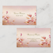 Roze Golden Leaves Bloemen Visitekaartje (Voorkant / Achterkant)