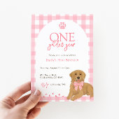 Roze Golden Retriever Een gouden jaar verjaardag Kaart