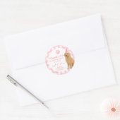 Roze Golden Retriever First Birthday Party Favorie Ronde Sticker (Envelop)