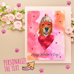 Roze Golden Retriever Valentijnsdag Cadeau Hond Feestdagenkaart