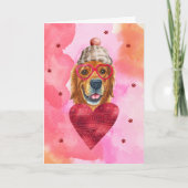 Roze Golden Retriever Valentijnsdag Cadeau Hond Kaart (Voorkant)