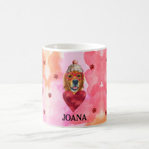 Roze Golden Retriever Valentijnsdag Cadeau Hond Koffiemok