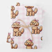 Roze Goldendoodle inpakpapier Vel (In situ)