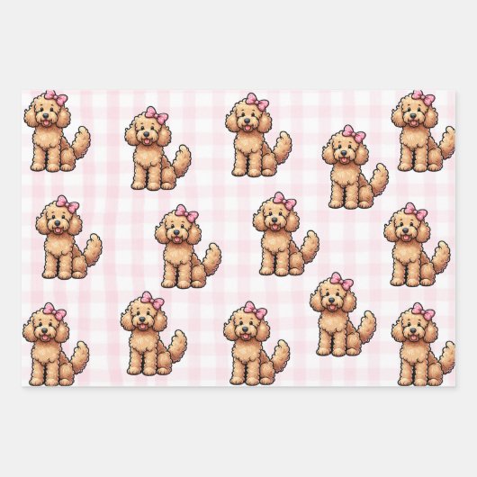 Roze Goldendoodle inpakpapier Vel (Voorkant)