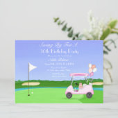 Roze Golf 30e Verjaardagsfeestje Kaart (Staand voorkant)