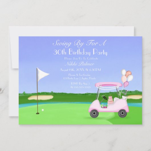 Roze Golf 30ste verjaardag Kaart (Voorkant)