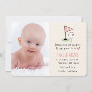 Roze Golf Baby Announcement Girl Aankondiging