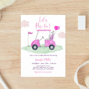 Roze Golf Baby Shower Par-tee Meisje Kaart
