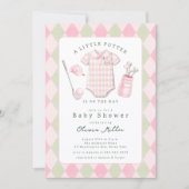 Roze golf baby shower uitnodiging (Voorkant)