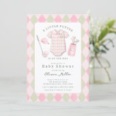 Roze golf baby shower uitnodiging (Staand voorkant)