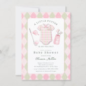 Roze golf baby shower uitnodiging (Voorkant)