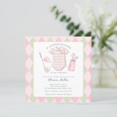 Roze golf baby shower uitnodiging (Staand voorkant)