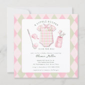 Roze golf baby shower uitnodiging (Voorkant)