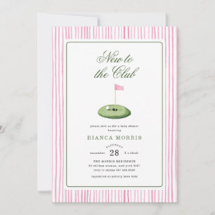 Roze Golf Baby Shower Uitnodiging