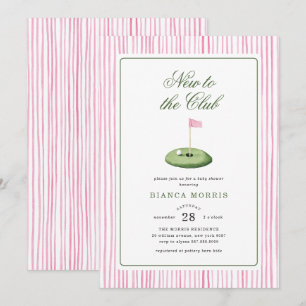 Roze Golf Baby Shower Uitnodiging